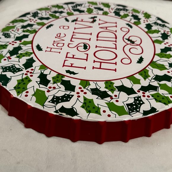 NWT Metal Bottle Cap Wall Sign - Have a Festive Holiday. - Picture 2 of 4